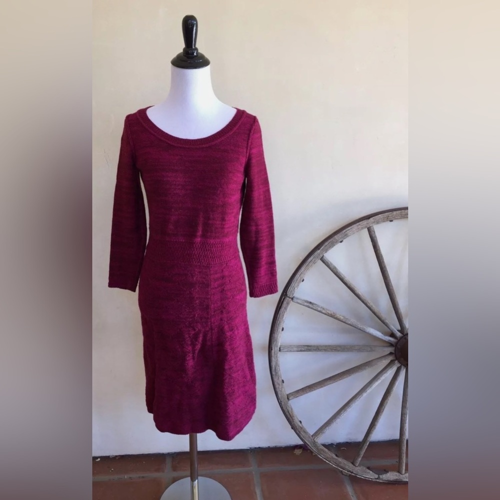 SPARROW Anthropologie Magenta Lambswool Cotton Sweater Dress